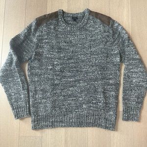 Jcrew Wool Alpaca Leather Sweater- Brown Grey Marl Size M